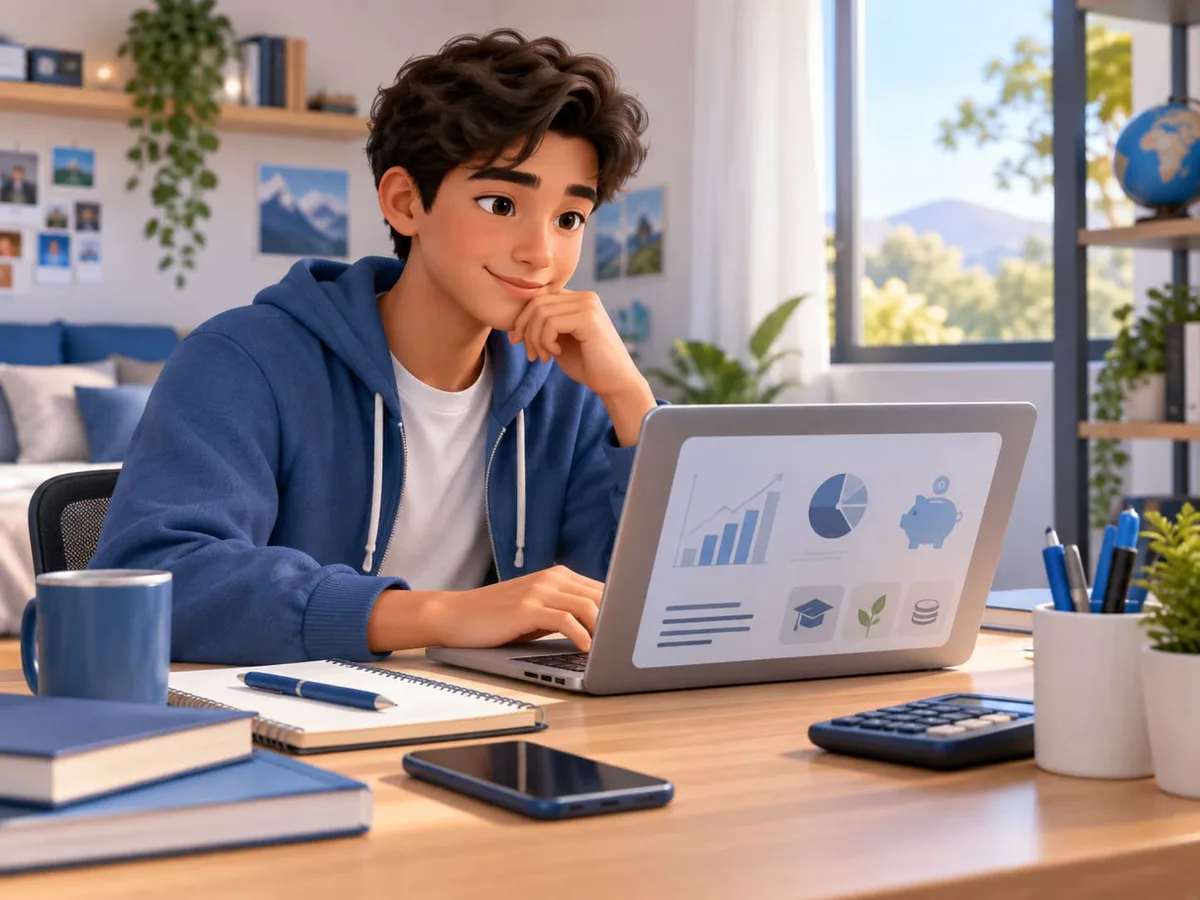 Joven aprendiendo educación financiera